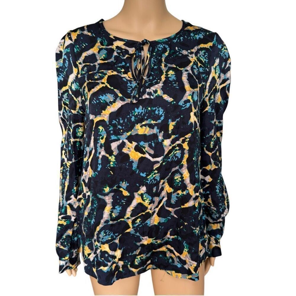 Classiques Entier Women Blue Long Sleeve Silk Top blouse size M